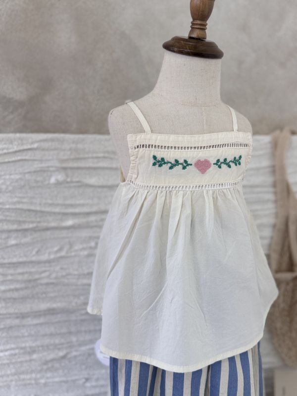 刺繡甜美肩帶可調節背心 