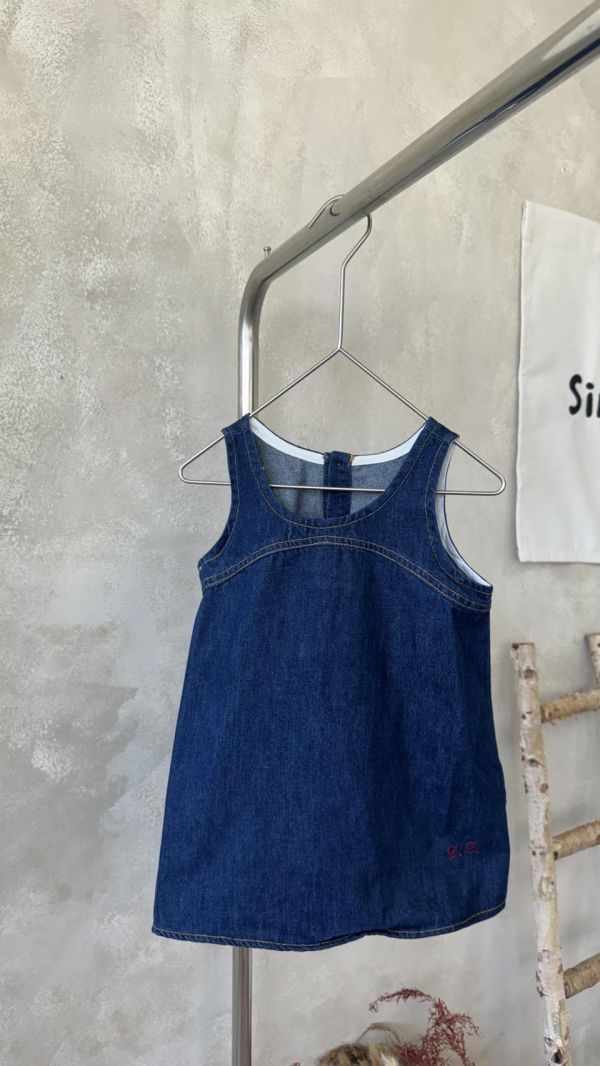 刺繡外縫線牛仔背心連身短裙 