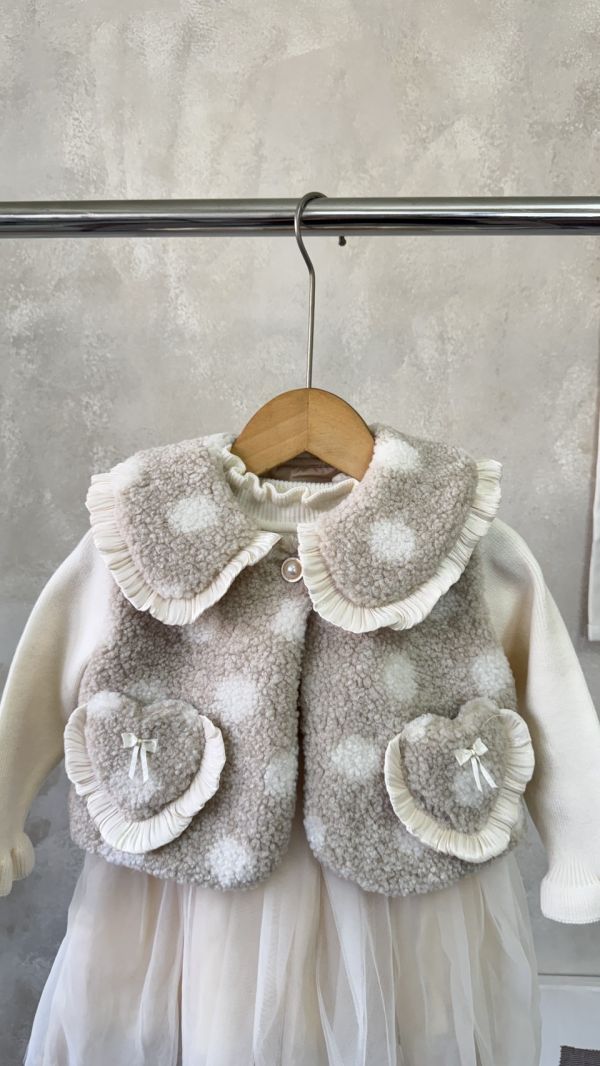 兩件套！愛心蝴蝶結背心坑條針織紗裙套裝 