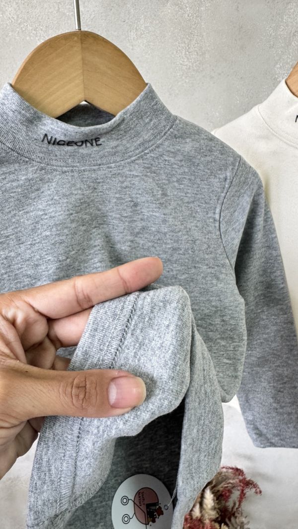 品牌中性磨毛半高領內搭上衣 