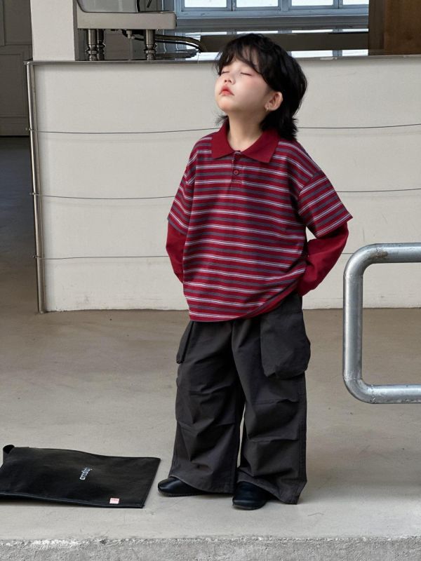 超時髦條紋假兩件薄款上衣 