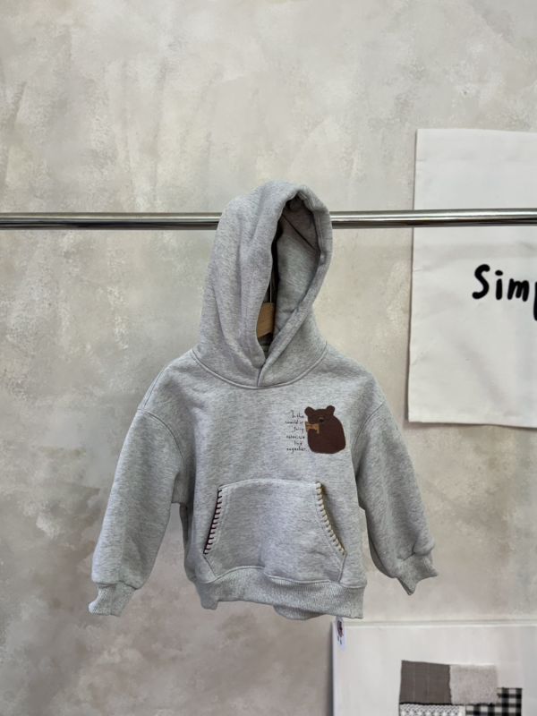 熊熊撞色縫線連帽刷毛上衣 
