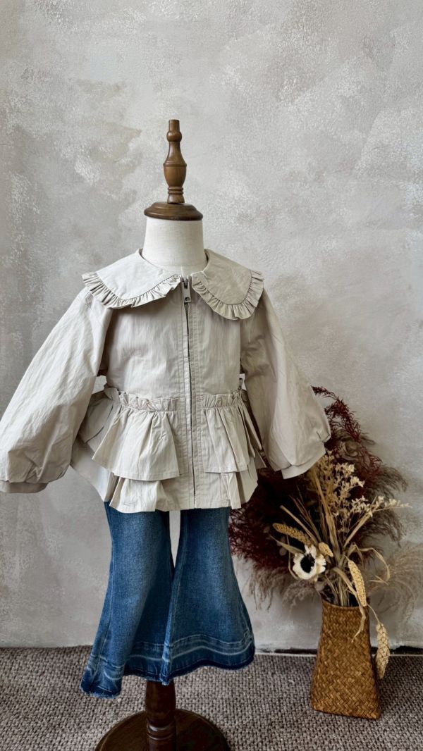 不收邊喇叭牛仔長褲 