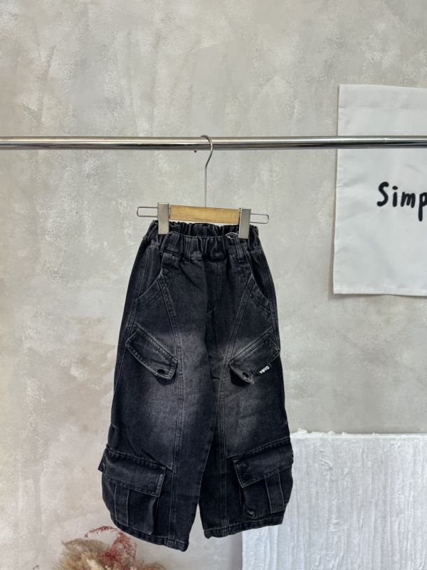 重工設計！潮酷刷白工裝薄款牛仔長褲 