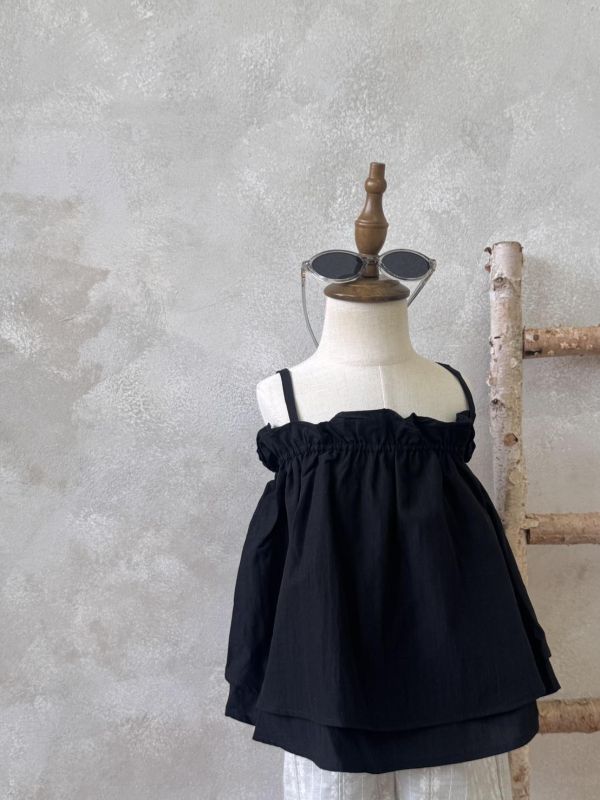 傘狀雙層花邊吊帶上衣 