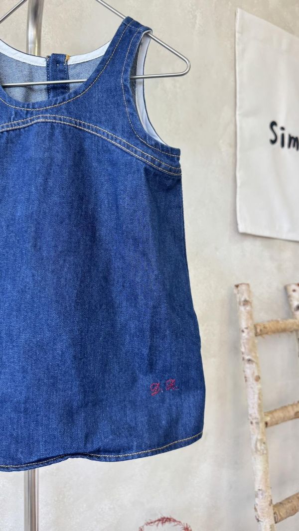 刺繡外縫線牛仔背心連身短裙 