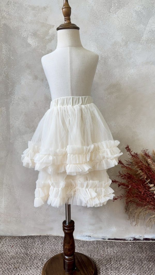 法式浪漫超軟立體花邊紗燈芯絨半身裙 