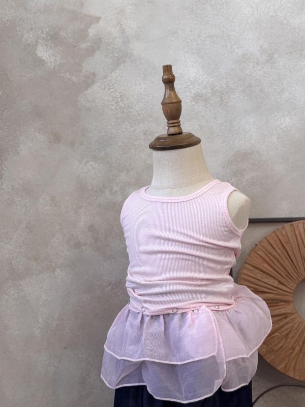 設計感！芭蕾舞拼接荷葉邊背心 (荷葉邊可拆) 