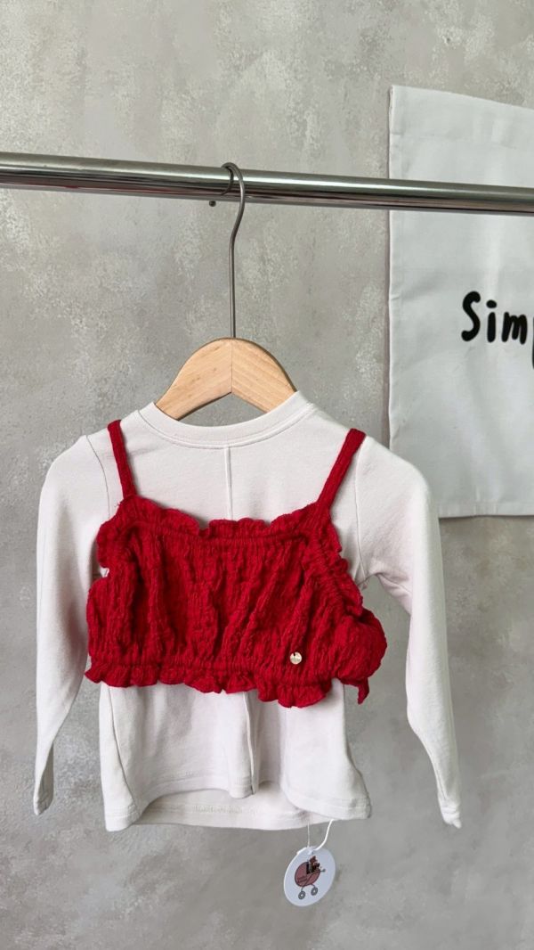 兩件套！肌理感疊搭背心內搭壓線長袖上衣(配色超好看) 