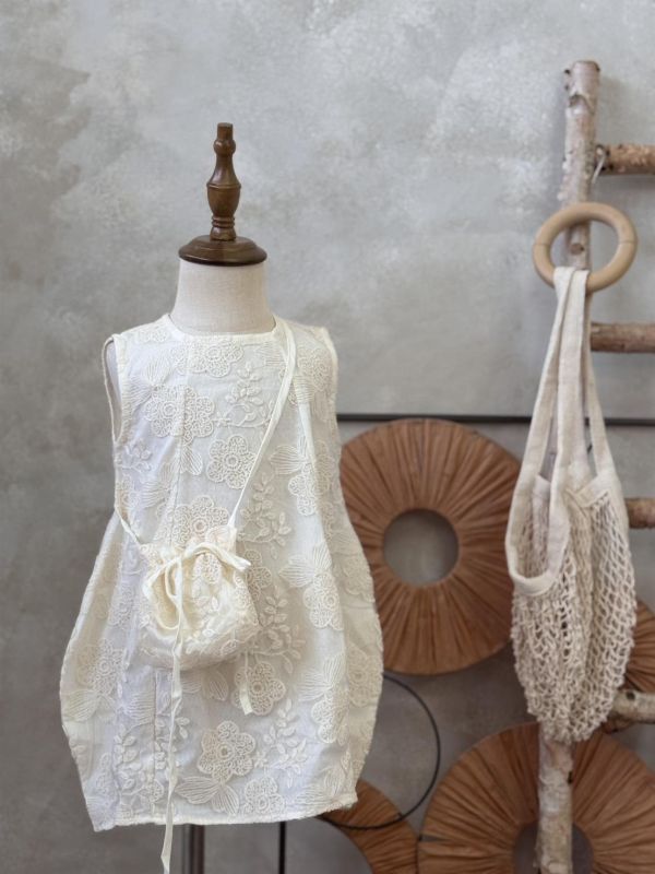 美瘋重工蕾絲花布花苞洋裝(含同款小包) 