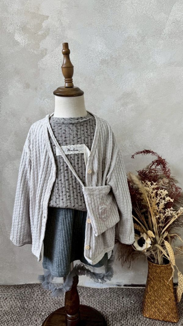 氣質薄針織開釦外套(含同款小包) 