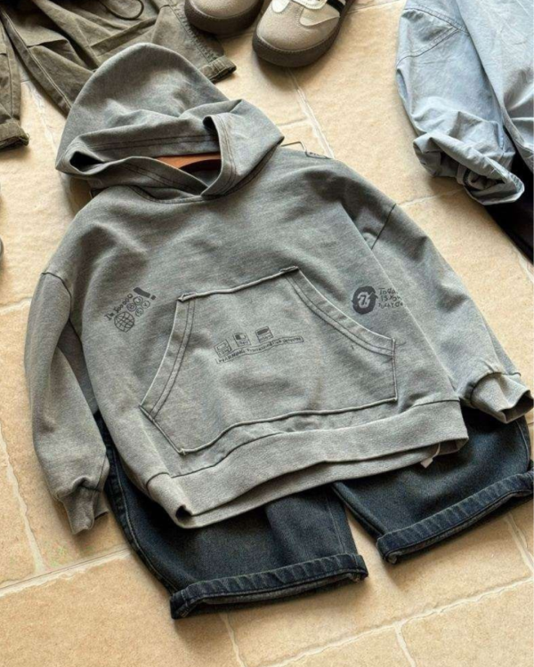 特殊水洗塗鴉連帽上衣 