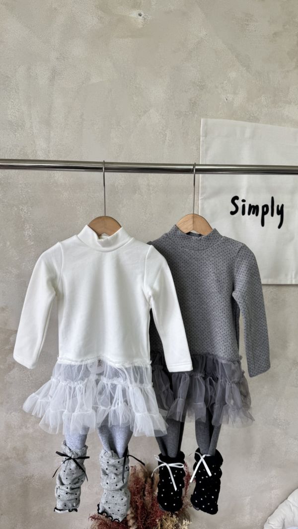 仙女拼紗磨毛半高領上衣 