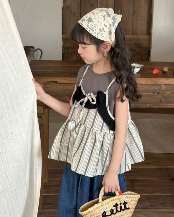 森系圖騰吊帶內搭背心真兩件套裝 