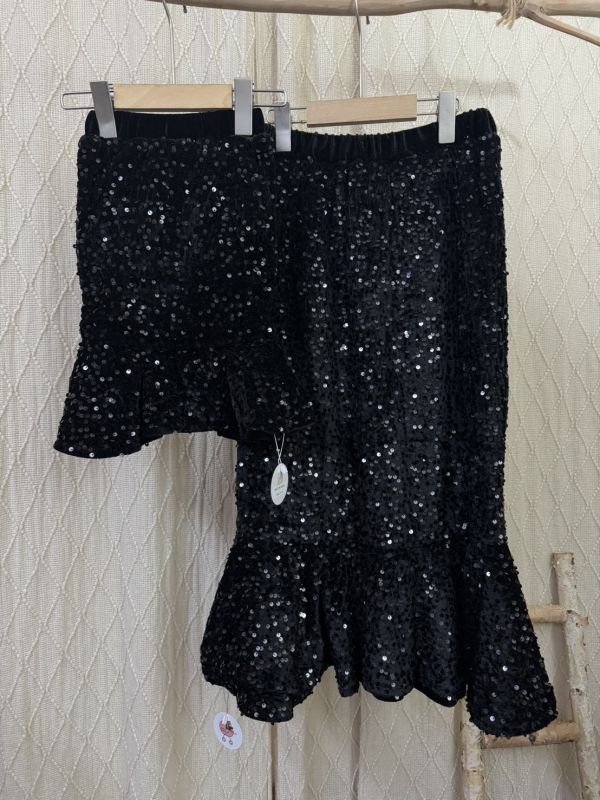 母女同款閃亮登場加絨亮片魚尾半裙 