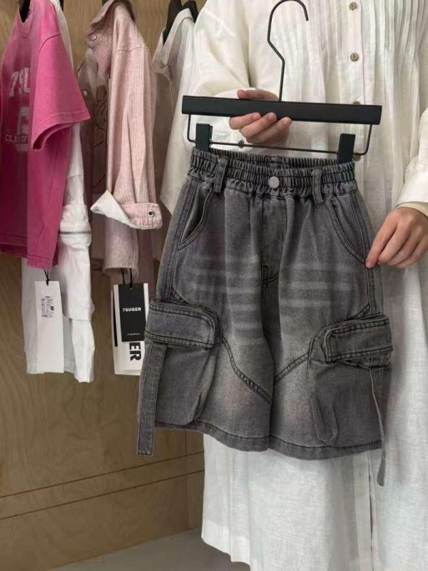 個性刷色挺磅工裝牛仔六分褲 