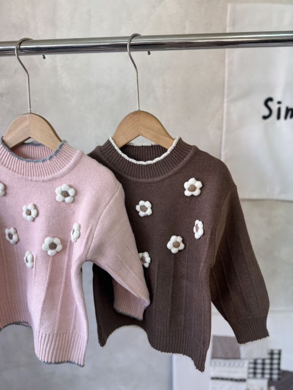 立體花朵鉤花針織上衣 