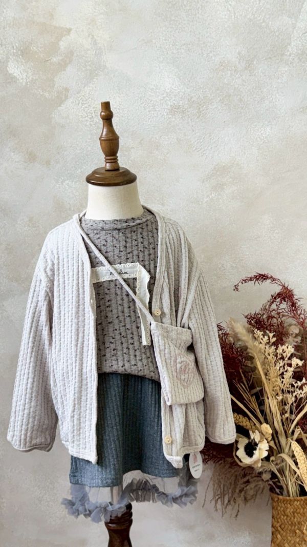 針織刺繡拼紗半裙 