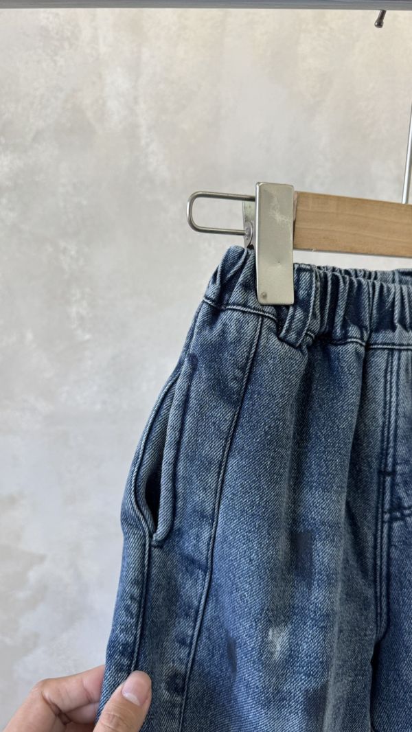 廢土風塗鴉加絨蘿蔔牛仔長褲 