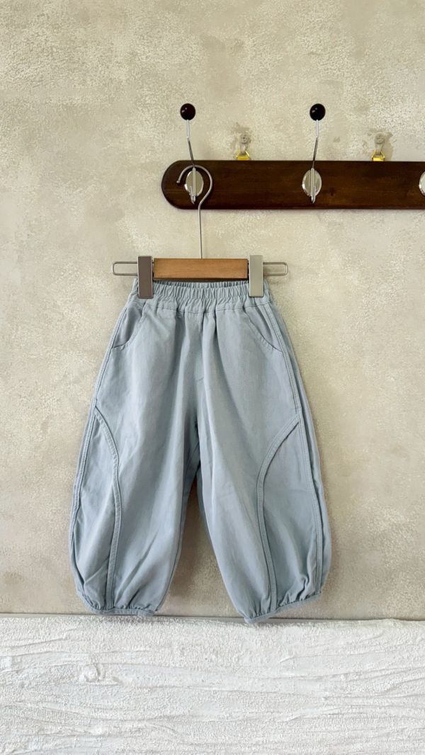 灰藍造型滾邊長褲 