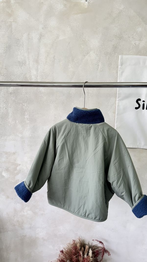 雙面穿！山系撞色異材質壓釦外套 