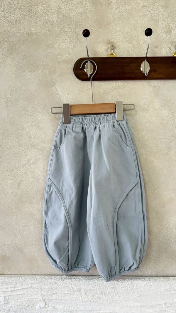 灰藍造型滾邊長褲 