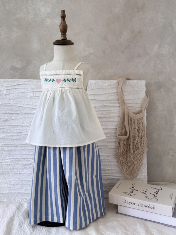 刺繡甜美肩帶可調節背心 