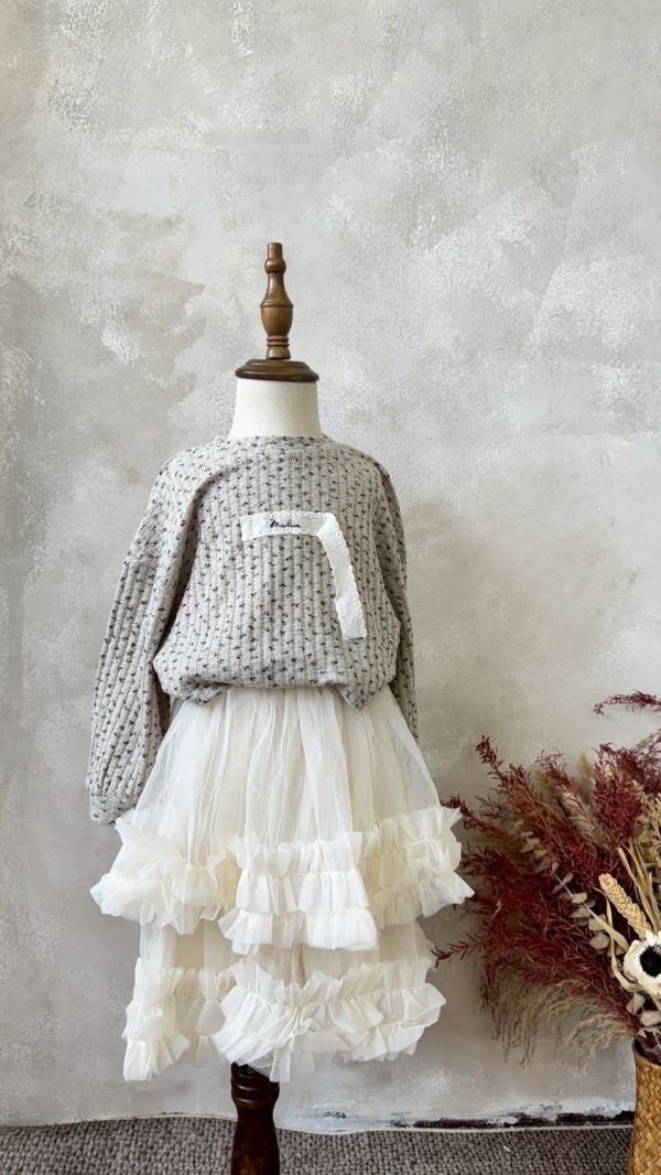 法式浪漫超軟立體花邊紗燈芯絨半身裙 