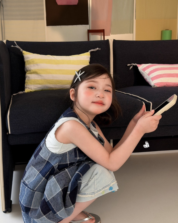 不撞衫！細節提花刺繡牛仔格紋氣球洋裝 