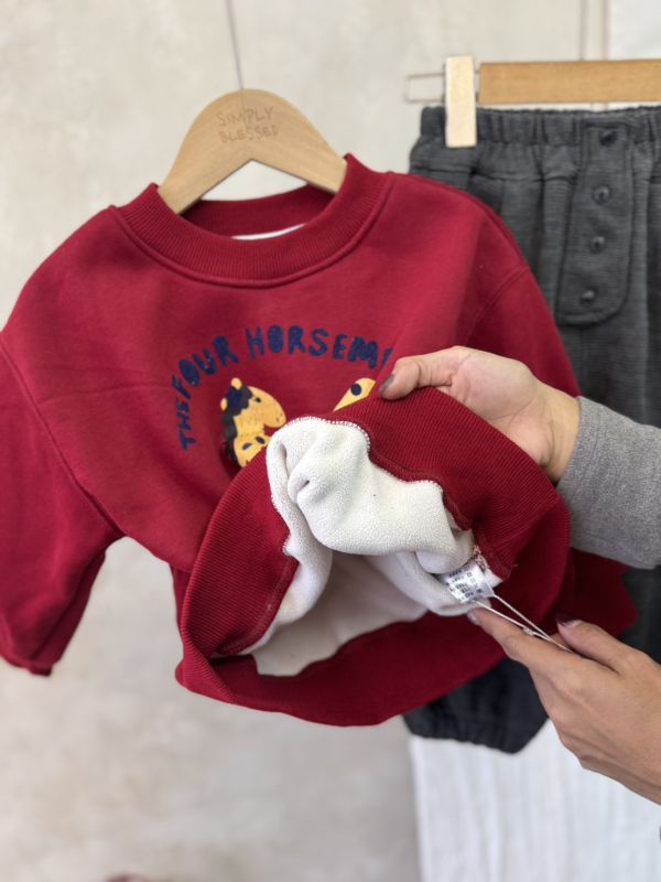 馬年主題紅色大學T 