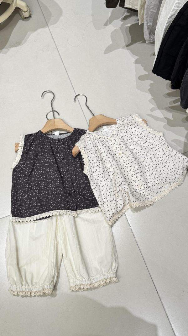 精緻蕾絲花邊碎花全開釦娃娃背心 