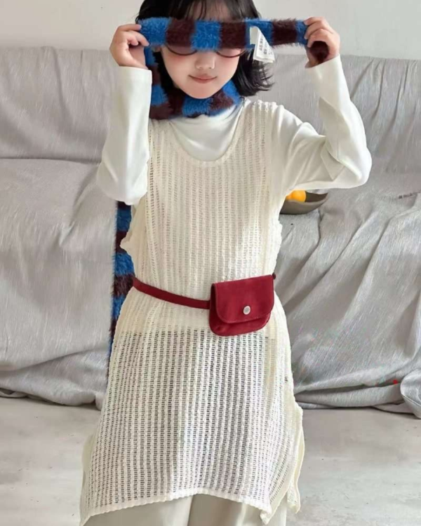 兩件套！薄款簍空罩衫純色上衣套裝 