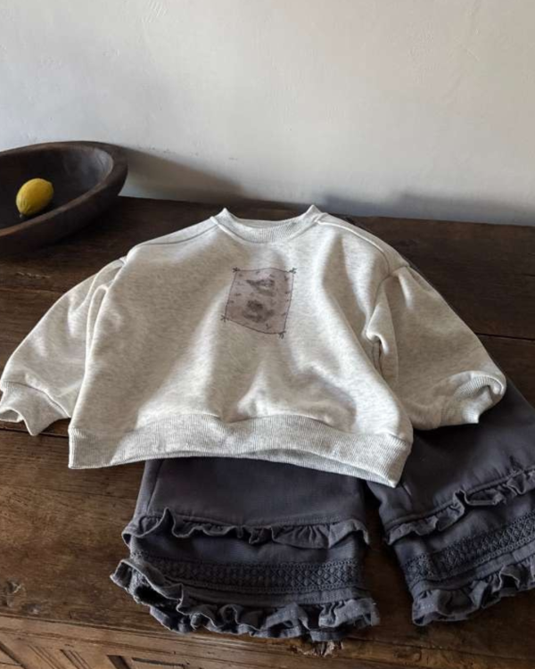 可愛動物花灰刷毛大學T 