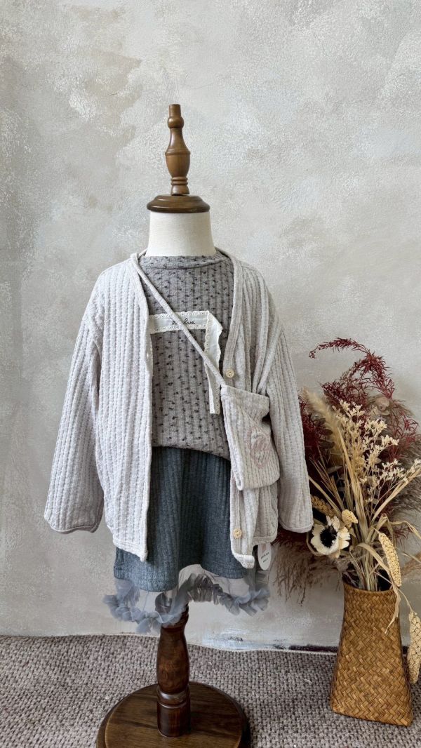 針織刺繡拼紗半裙 