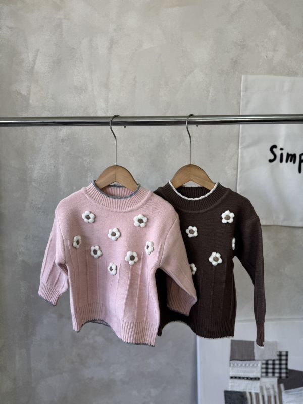 立體花朵鉤花針織上衣 