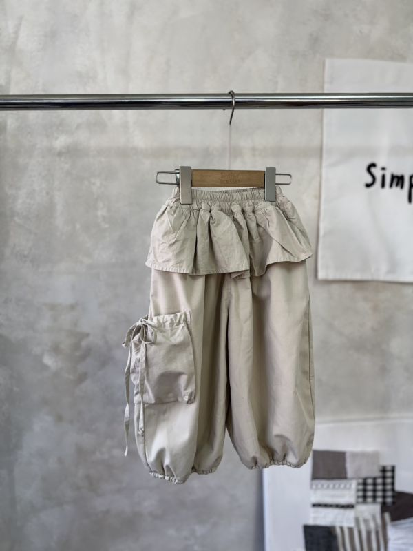 甜酷荷葉邊綁帶工裝長褲 