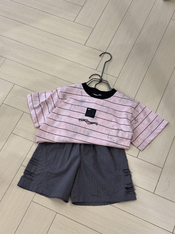 酷酷粉色暈染潮流撞色短Ｔ 