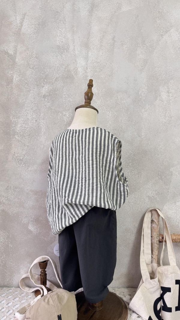 文青直條紋棉麻背心 