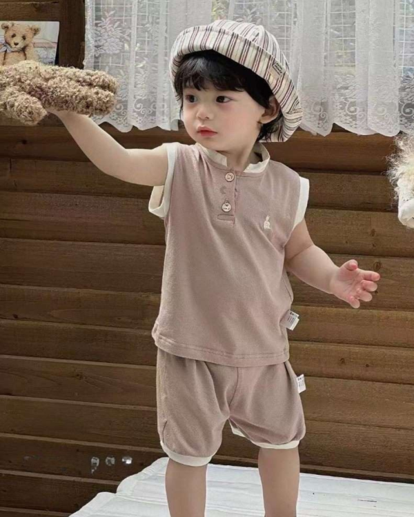 中性撞色棉休閒套裝 