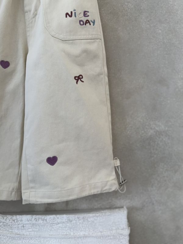 Nice Day可愛刺繡抽繩長褲 