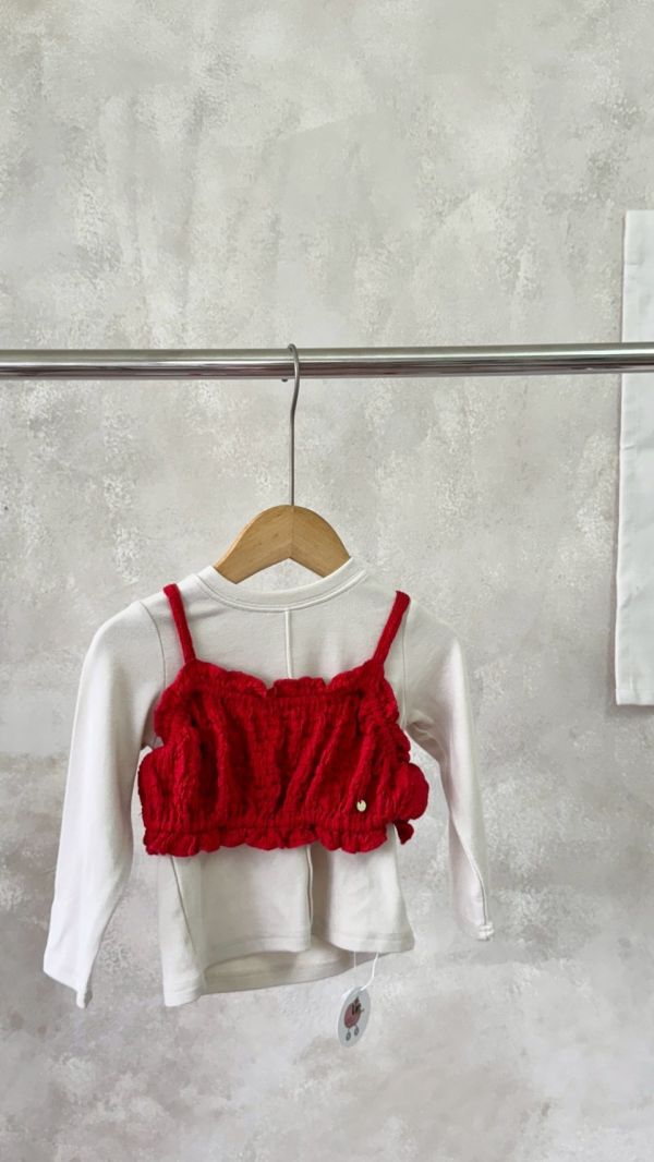 兩件套！肌理感疊搭背心內搭壓線長袖上衣(配色超好看) 