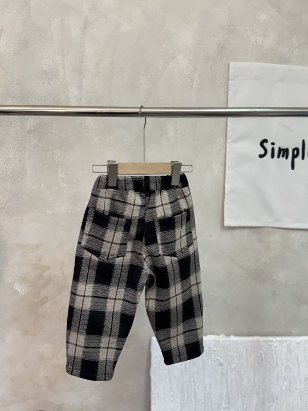 男女同款！日系毛呢格紋薄絨長褲 