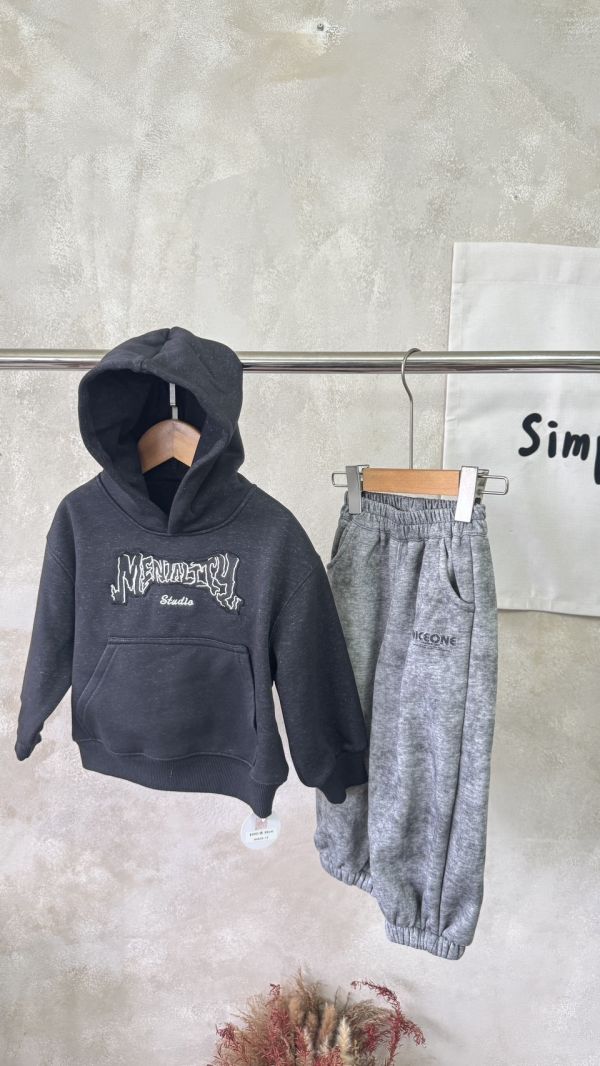 休閒暈染刷色加絨縮口棉長褲 