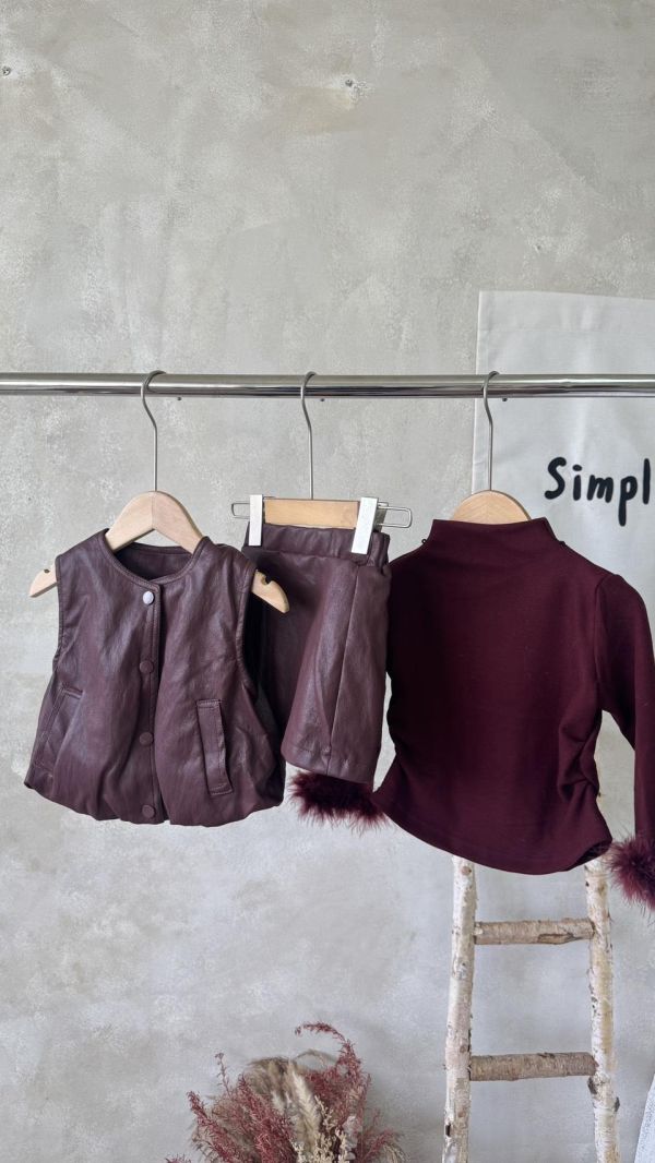 三件套！韓系皮背心短裙內搭套裝 