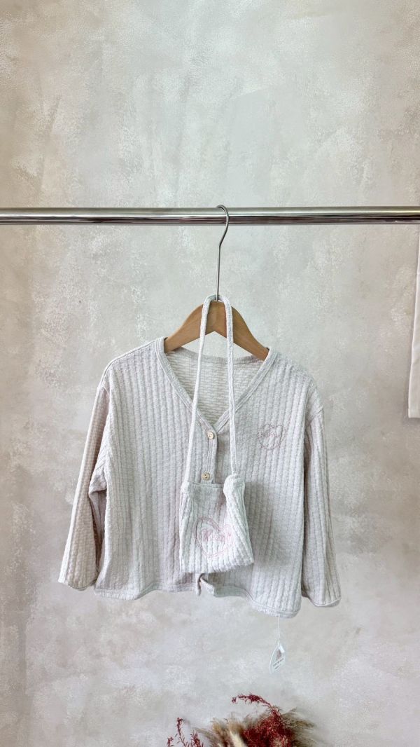 氣質薄針織開釦外套(含同款小包) 