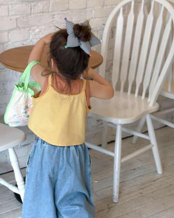 兩件套！夏日黃橘撞色背心套裝 