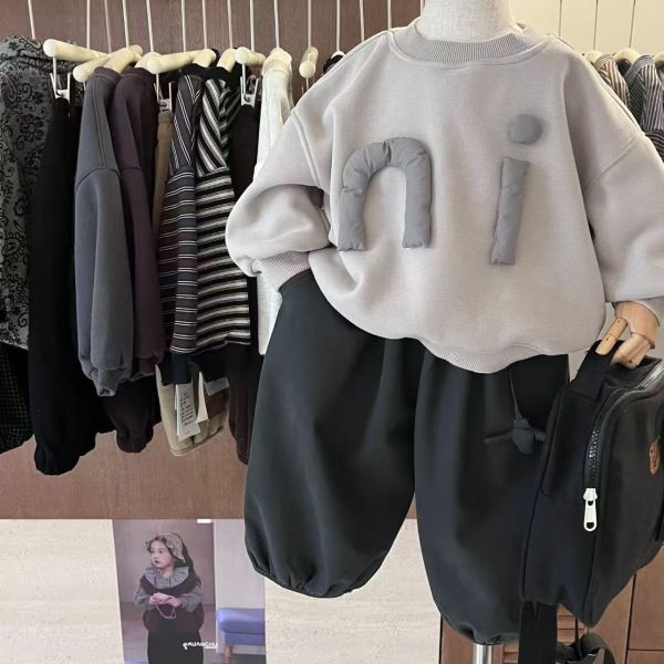 休閒小飛機吊飾刷毛長褲 