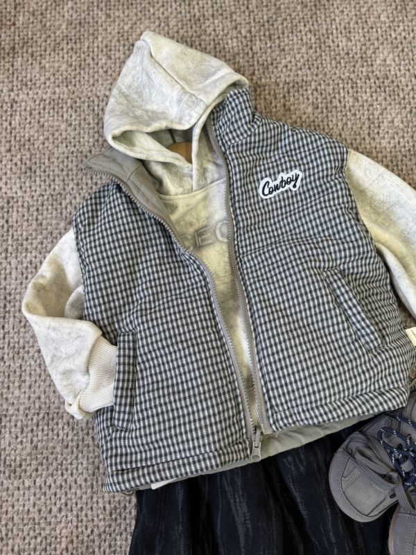 雙面穿！格紋素色百搭夾棉口袋背心 