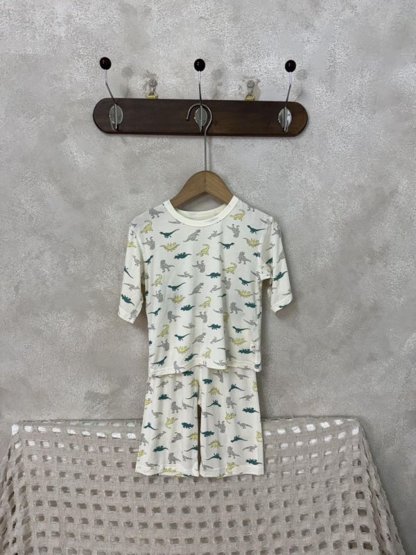 冰蠶絲居家服-綠黃灰恐龍 