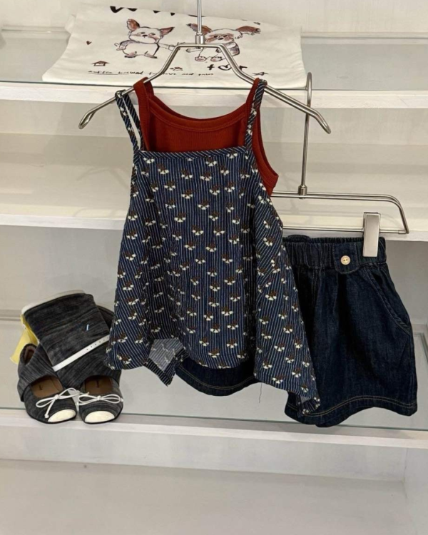 兩件套！不規則剪裁細肩內搭背心套裝 